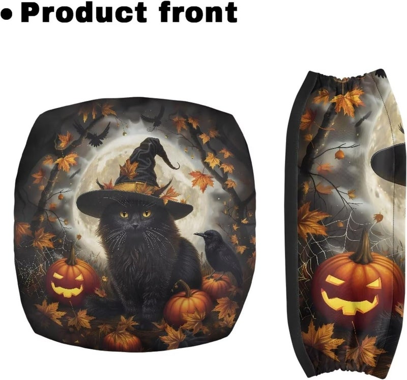 Rnyleeg Walker Seat Covers Universal Rollator Gothic Walker Seat and Backrest Covers Black Cat Pumpkin Design Rollator Walker Accessories for Seniors - Image 2